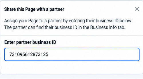 Partner business ID field containing the Influence Optimizers ID